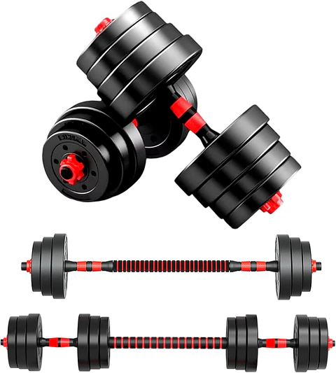JUPPLIES Conjunto de Halteres Ajustáveis 2 em 1 | 10kg 20kg 35kg - Kit de Pesos com Barra Reta Ajustável e Antideslizante - Pesos e Discos de Halter com Revestimento e Pegada Antid...