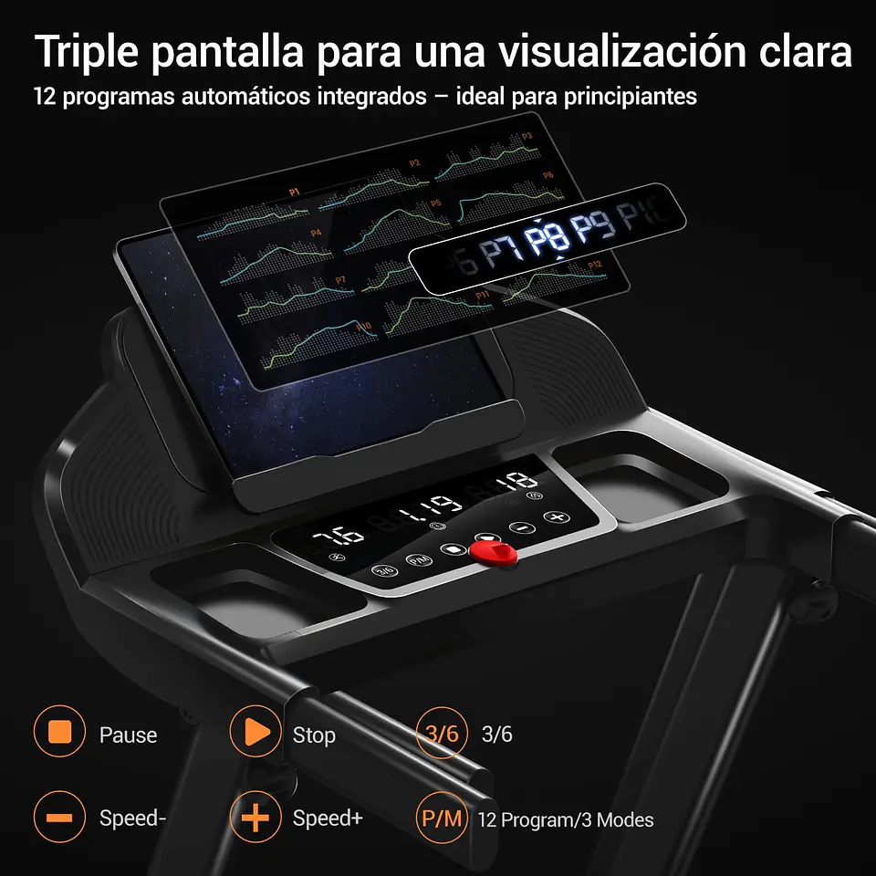 Esteira Dobrável com Inclinação 12 km/h, 15% de Inclinação, Faixa de Corrida Dobrável, 3,0 HP, Esteira Elétrica para Casa com LED Táctil, Sistema de Amortecimento, Treino Silencios... 5