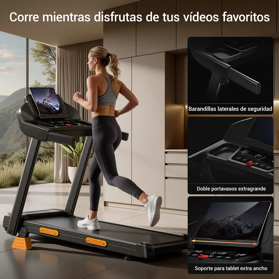 Esteira Dobrável com Inclinação 12 km/h, 15% de Inclinação, Faixa de Corrida Dobrável, 3,0 HP, Esteira Elétrica para Casa com LED Táctil, Sistema de Amortecimento, Treino Silencios... 6