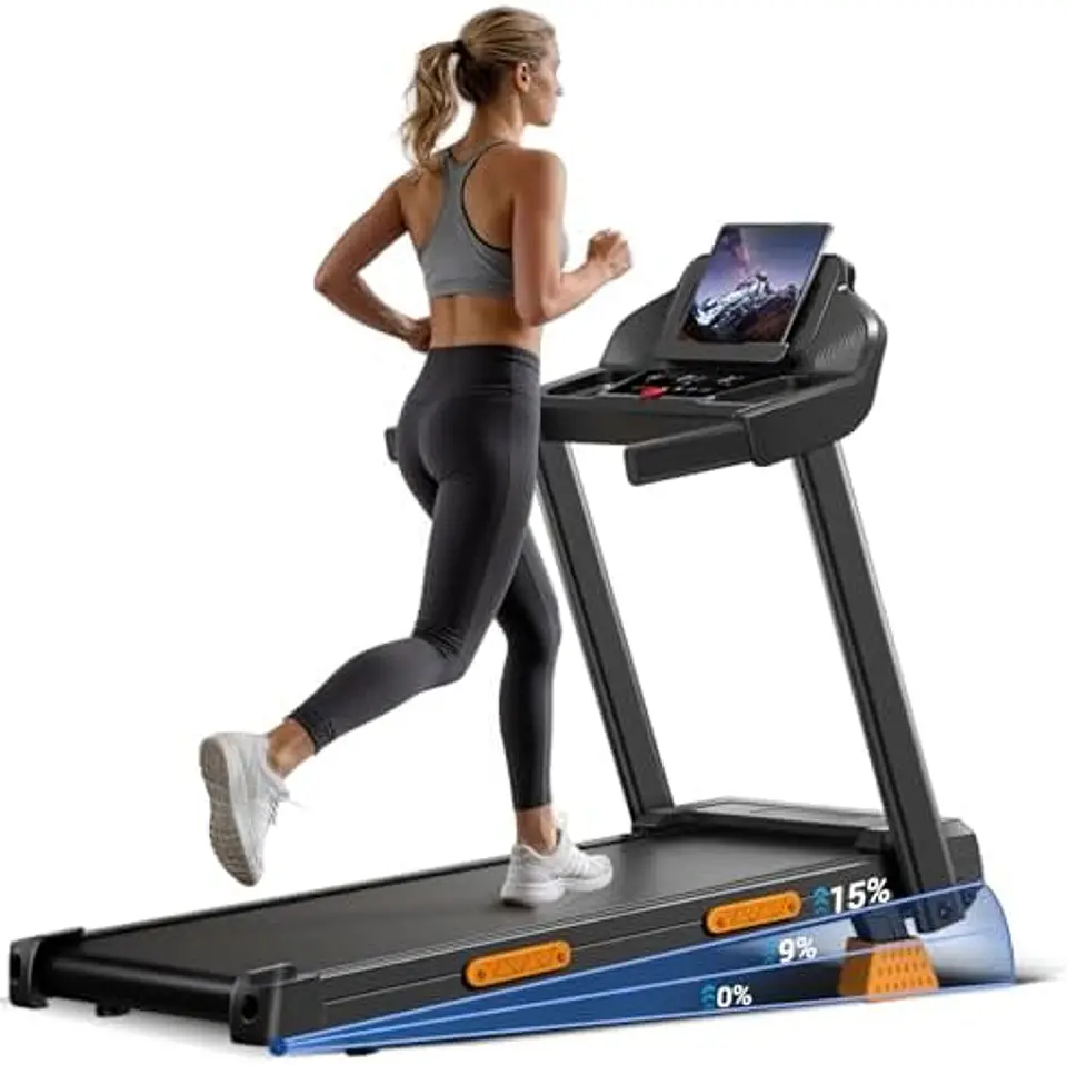 Esteira Dobrável com Inclinação 12 km/h, 15% de Inclinação, Faixa de Corrida Dobrável, 3,0 HP, Esteira Elétrica para Casa com LED Táctil, Sistema de Amortecimento, Treino Silencios... 9