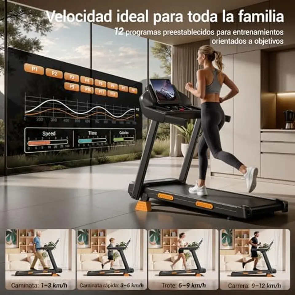 Esteira Dobrável com Inclinação 12 km/h, 15% de Inclinação, Faixa de Corrida Dobrável, 3,0 HP, Esteira Elétrica para Casa com LED Táctil, Sistema de Amortecimento, Treino Silencios... 11