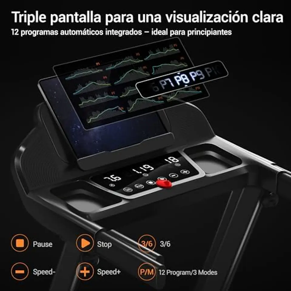 Esteira Dobrável com Inclinação 12 km/h, 15% de Inclinação, Faixa de Corrida Dobrável, 3,0 HP, Esteira Elétrica para Casa com LED Táctil, Sistema de Amortecimento, Treino Silencios... 12