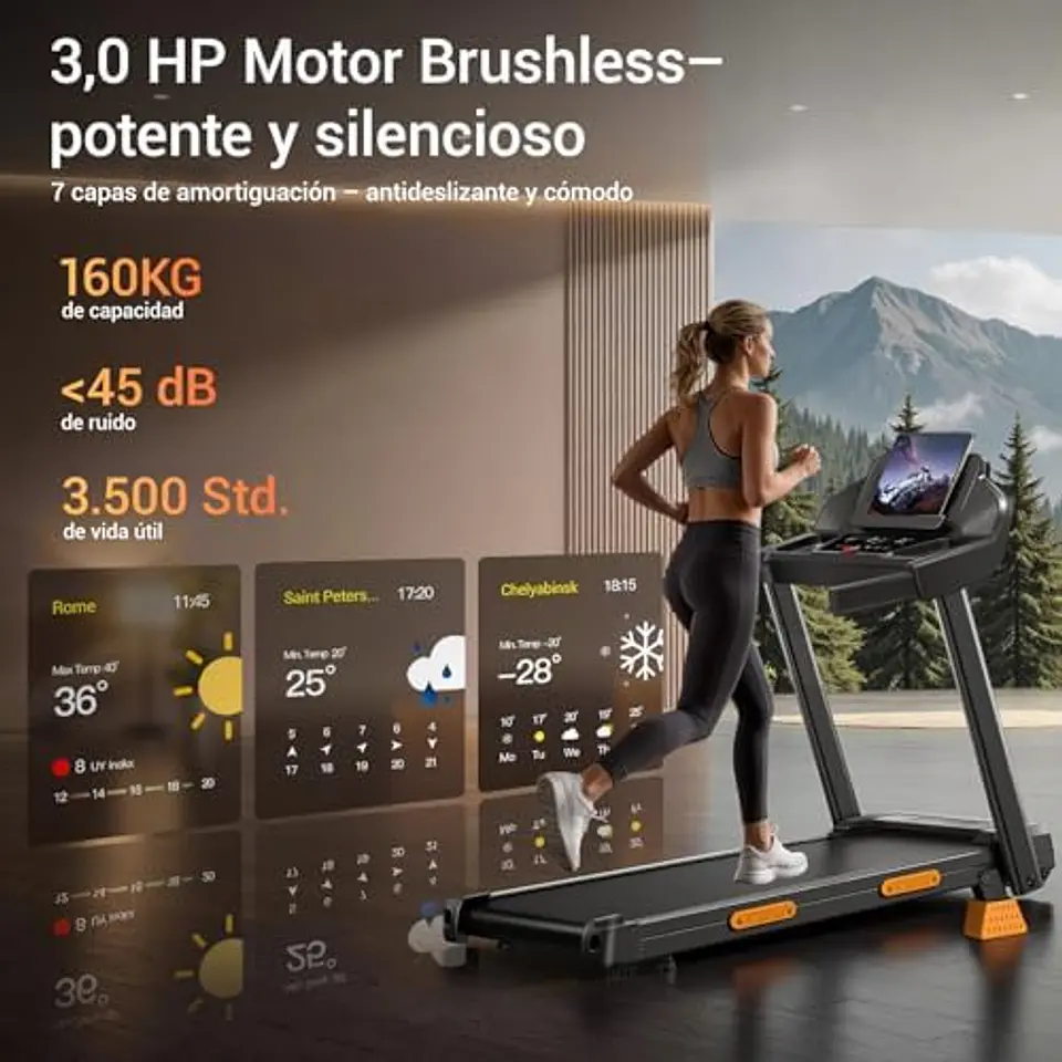 Esteira Dobrável com Inclinação 12 km/h, 15% de Inclinação, Faixa de Corrida Dobrável, 3,0 HP, Esteira Elétrica para Casa com LED Táctil, Sistema de Amortecimento, Treino Silencios... 14
