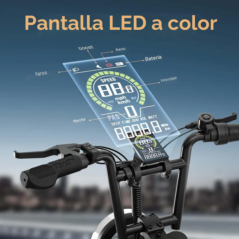URLIFE Bicicleta Elétrica de 16" x 3,0, Bateria Extraível de 48 V e 13 Ah, Motor Sem Escovas de 250 W, Autonomia de 100 km, Bicicleta Elétrica com Dupla Suspensão, E-Bike para... 6