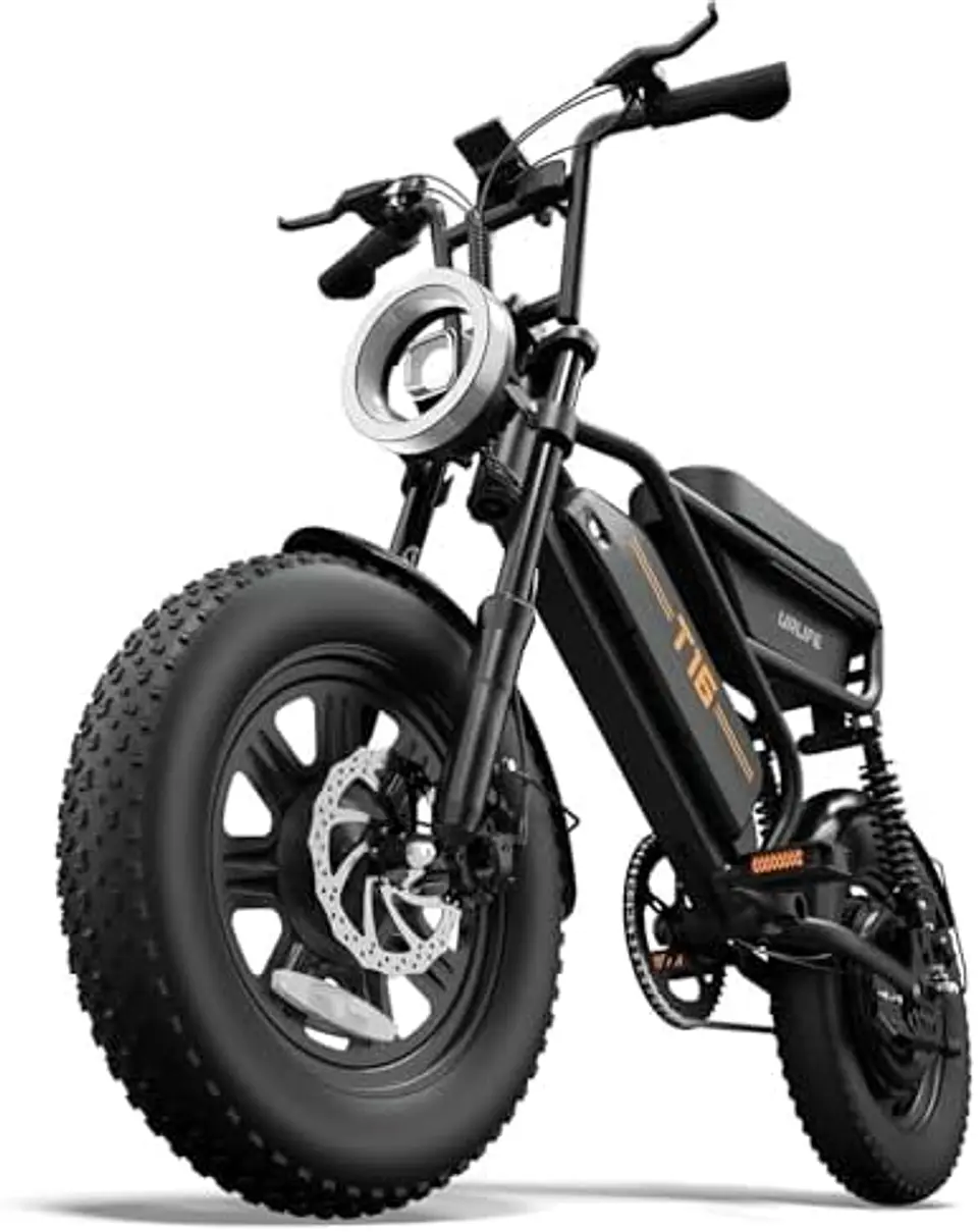 URLIFE Bicicleta Elétrica de 16" x 3,0, Bateria Extraível de 48 V e 13 Ah, Motor Sem Escovas de 250 W, Autonomia de 100 km, Bicicleta Elétrica com Dupla Suspensão, E-Bike para... 8
