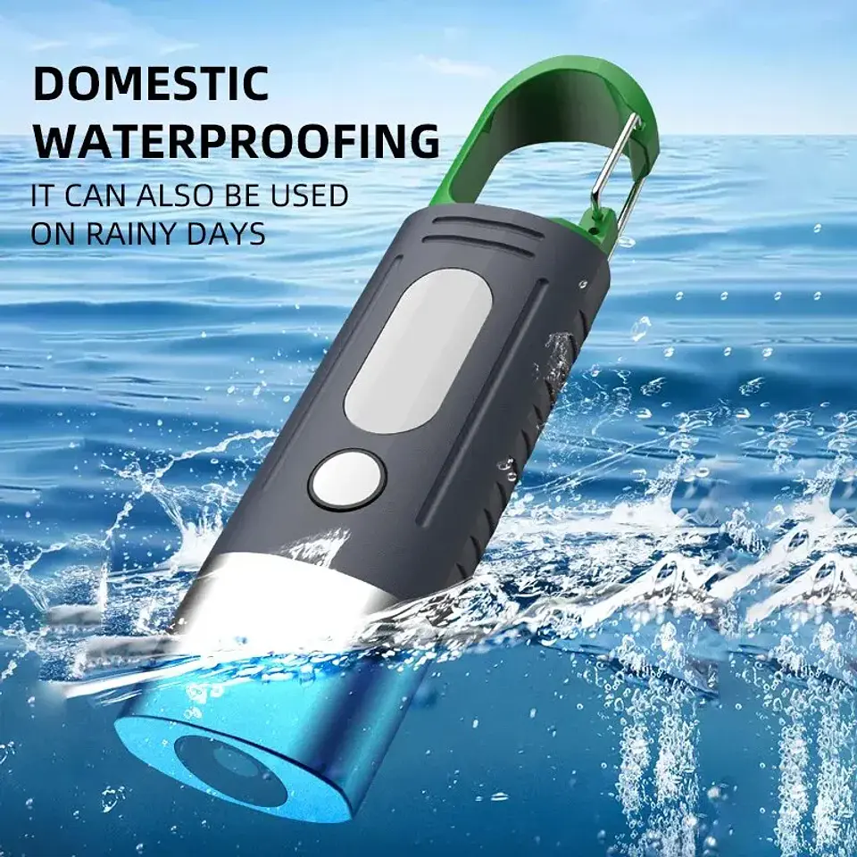 Lanterna LED Mini Conveniente de Alta Potência para Camping, 3 LEDs e Luzes Laterais, Zoom Telescópico, Impermeável, com Abajur 5