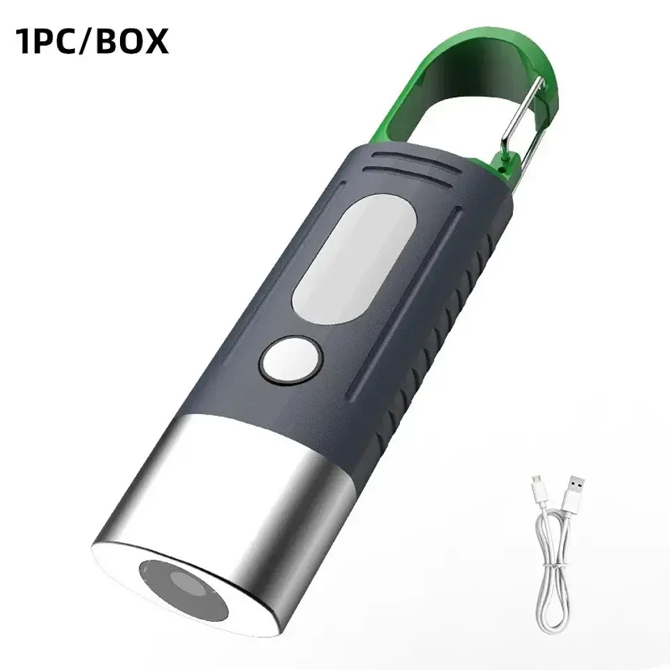Lanterna LED Mini Conveniente de Alta Potência para Camping, 3 LEDs e Luzes Laterais, Zoom Telescópico, Impermeável, com Abajur 7