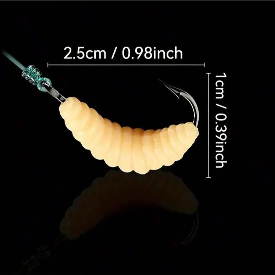 Conjunto de Iscas de Verme de Borracha para Pesca com Ganchos - Iscas Versáteis de Grub para Atum-de-rio, Truta, Crappie, Lambari, Ideais para Pesca em Água Doce 2