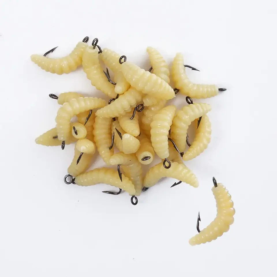 Conjunto de Iscas de Verme de Borracha para Pesca com Ganchos - Iscas Versáteis de Grub para Atum-de-rio, Truta, Crappie, Lambari, Ideais para Pesca em Água Doce 7