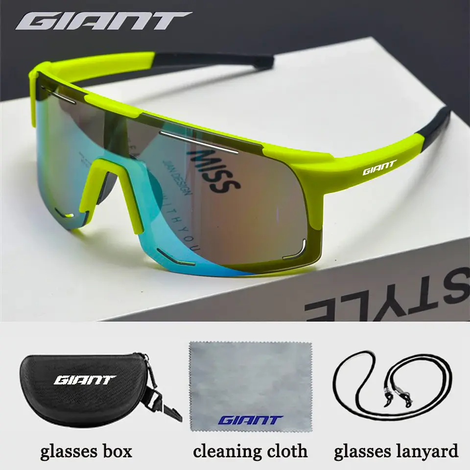 Óculos de Ciclismo Profissionais Giant Grandes - Proteção UV, Anti-Reflexo, Resistente a Impactos, Esportes ao Ar Livre com estojo 6