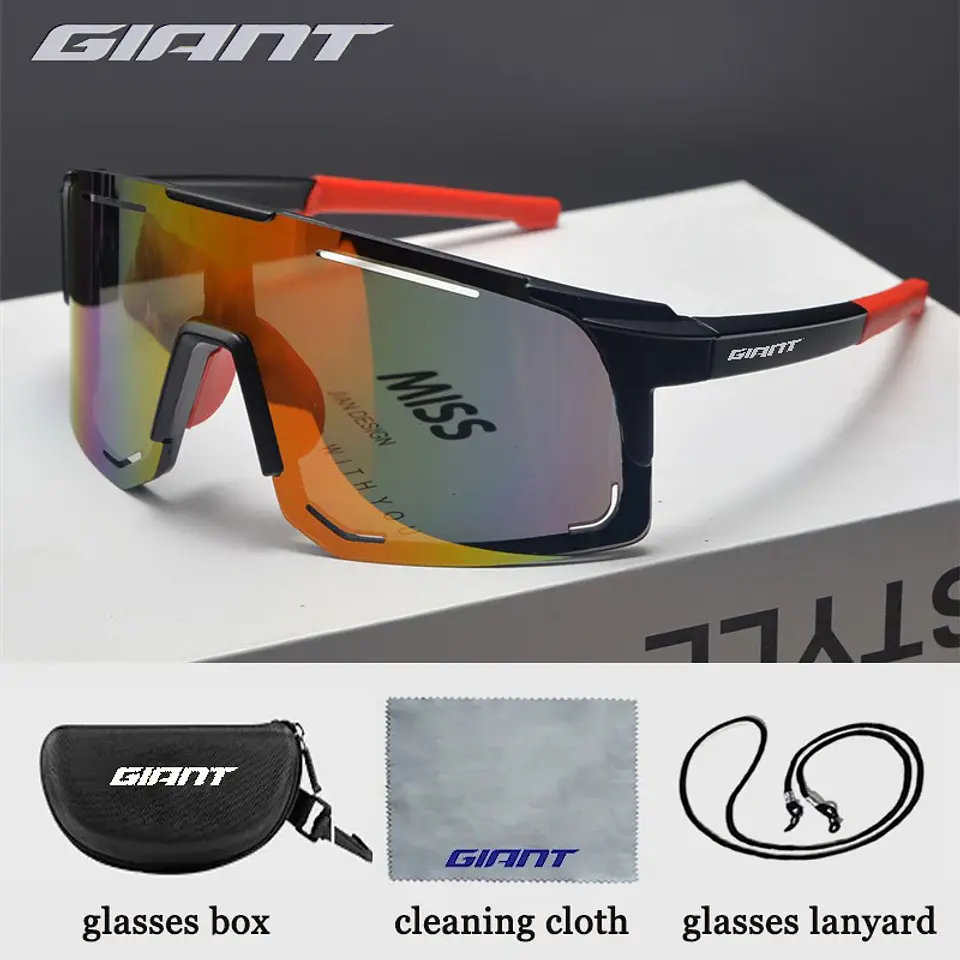Óculos de Ciclismo Profissionais Giant Grandes - Proteção UV, Anti-Reflexo, Resistente a Impactos, Esportes ao Ar Livre com estojo 7