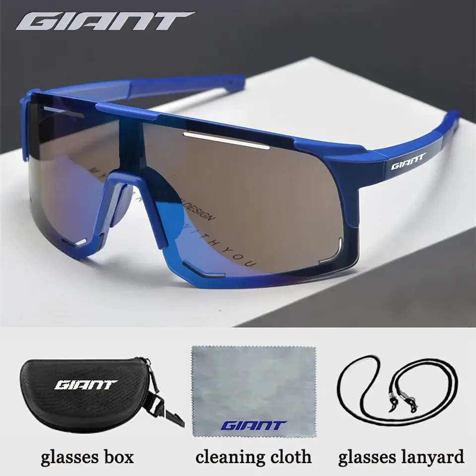 Óculos de Ciclismo Profissionais Giant Grandes - Proteção UV, Anti-Reflexo, Resistente a Impactos, Esportes ao Ar Livre com estojo 8