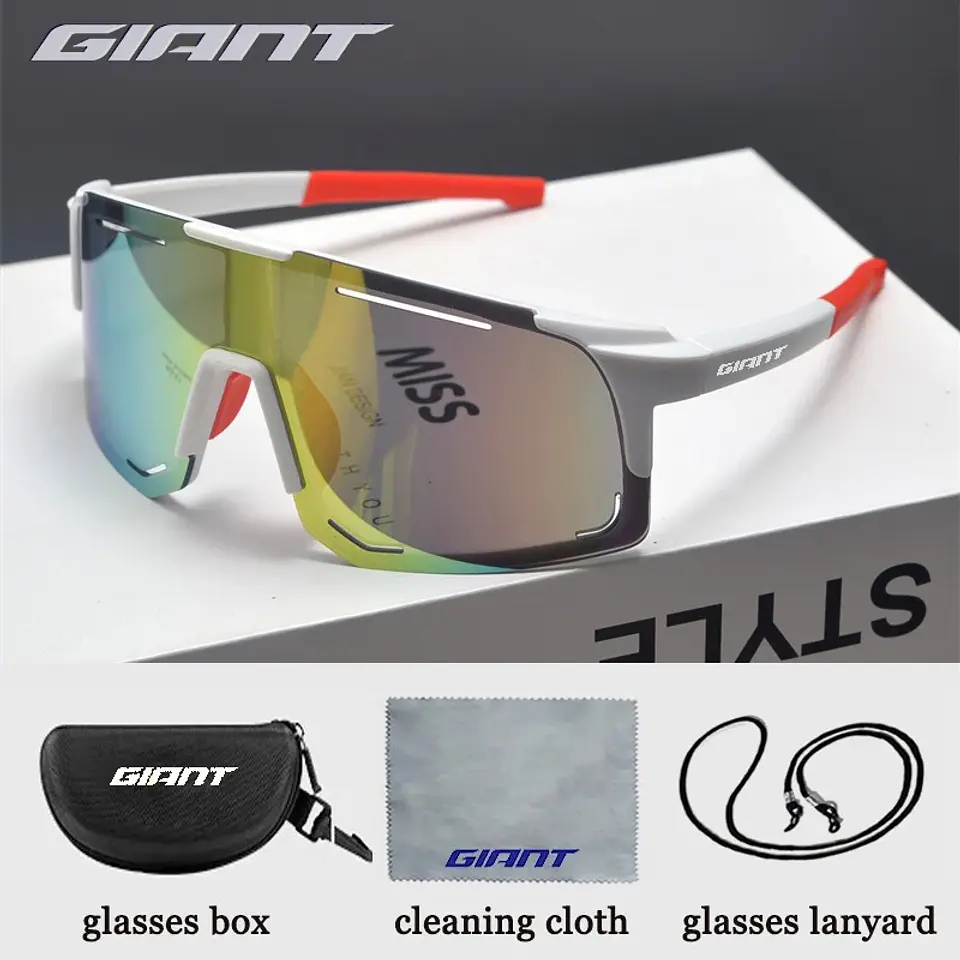 Óculos de Ciclismo Profissionais Giant Grandes - Proteção UV, Anti-Reflexo, Resistente a Impactos, Esportes ao Ar Livre com estojo 9