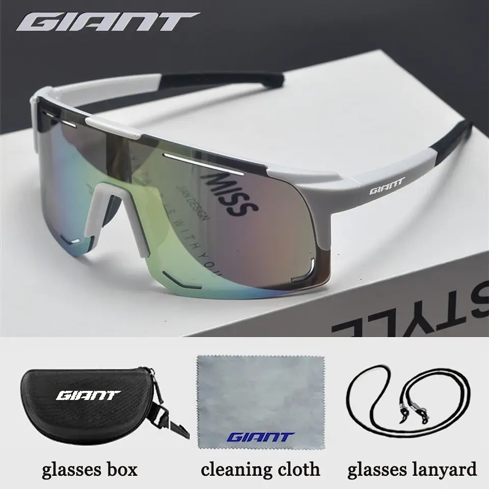 Óculos de Ciclismo Profissionais Giant Grandes - Proteção UV, Anti-Reflexo, Resistente a Impactos, Esportes ao Ar Livre com estojo 10