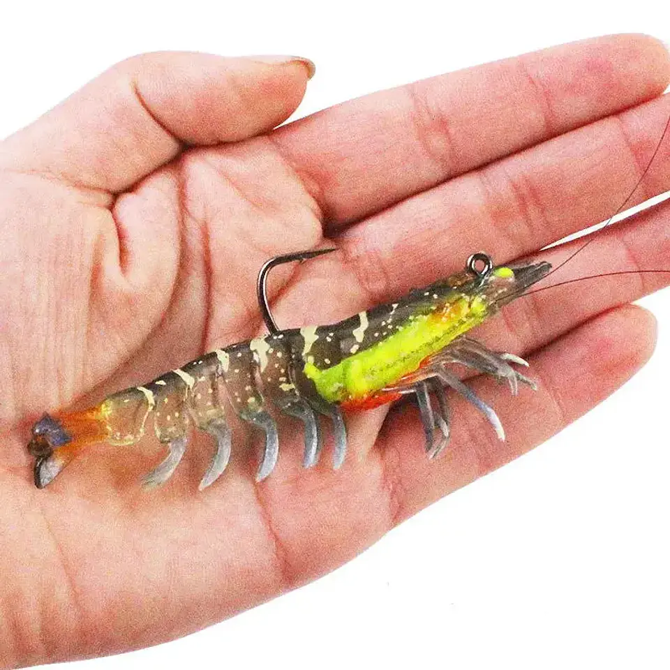  Isca Artificial de Camarão WeiHe | PVC Macio Luminescente para Pesca 4