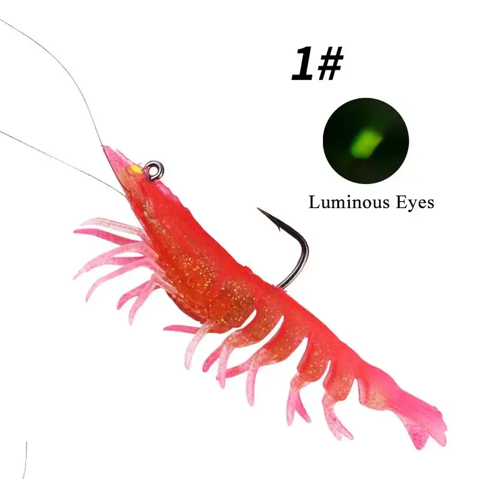  Isca Artificial de Camarão WeiHe | PVC Macio Luminescente para Pesca 7