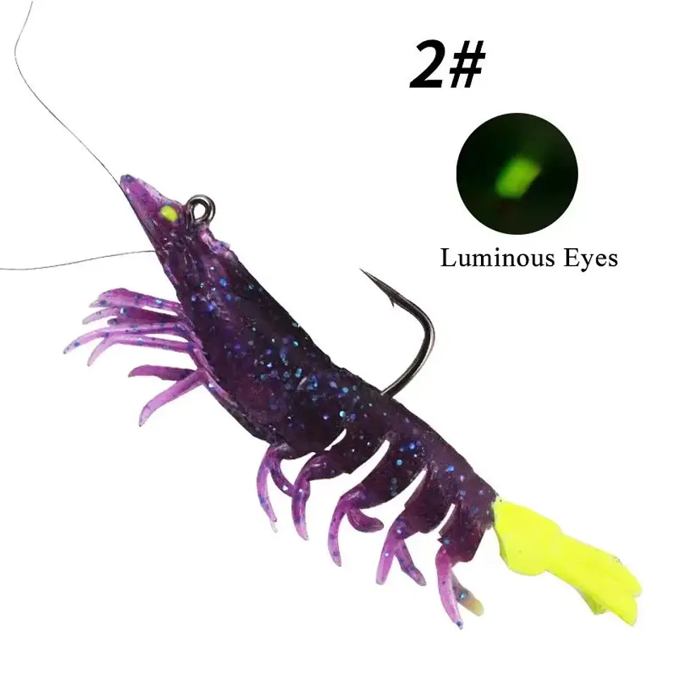  Isca Artificial de Camarão WeiHe | PVC Macio Luminescente para Pesca 8