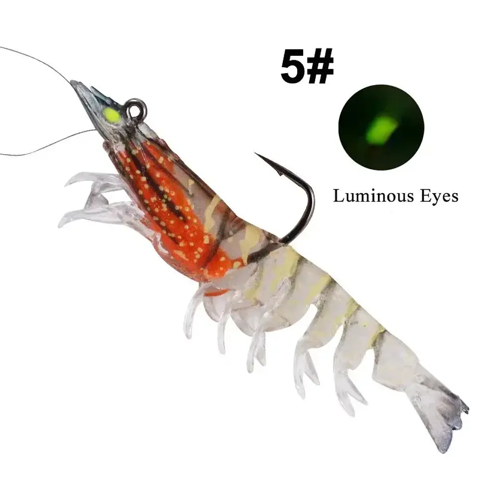  Isca Artificial de Camarão WeiHe | PVC Macio Luminescente para Pesca 11