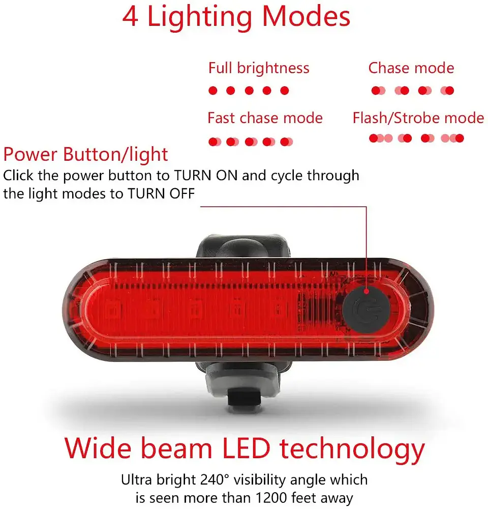Luz Traseira Recarregável USB | Ultra Brilhante para Ciclismo Noturno  2