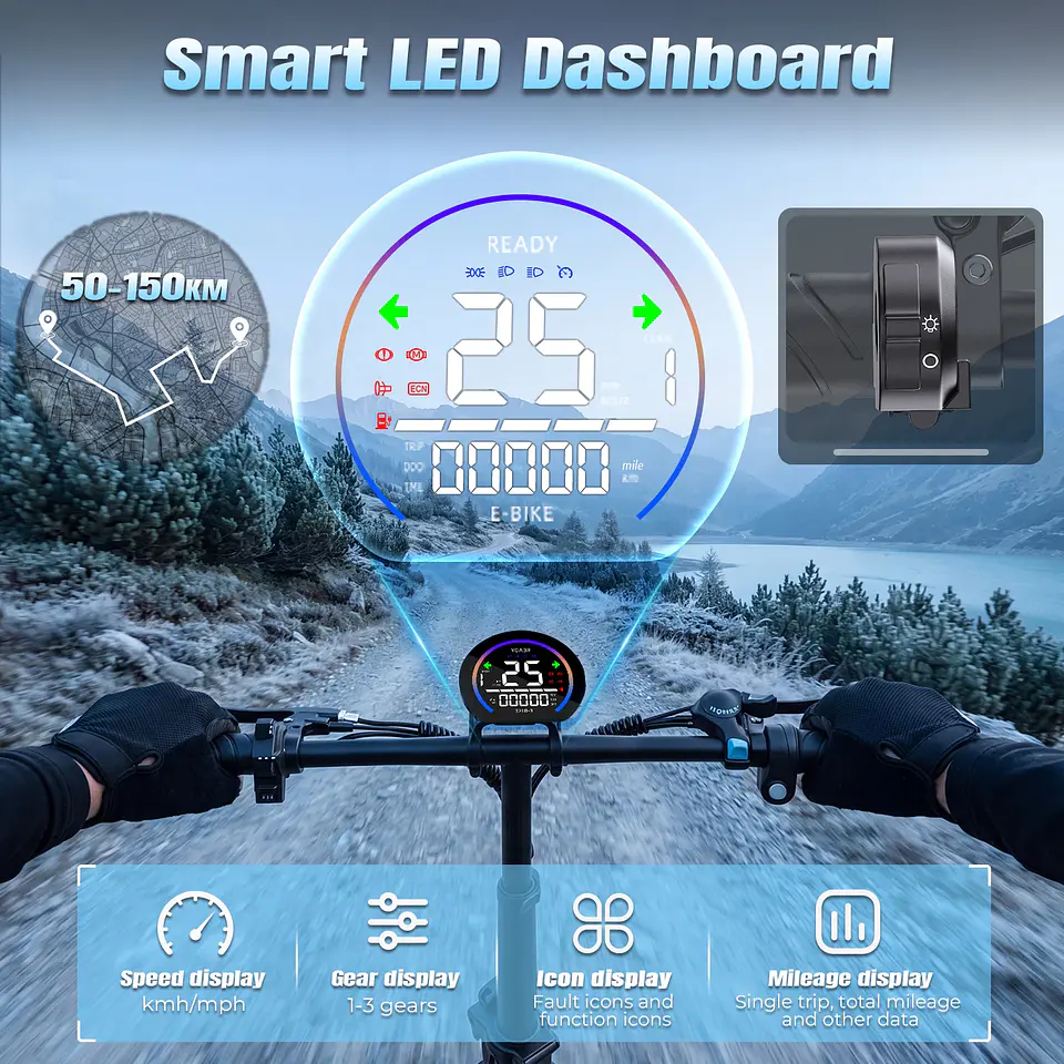 DEEPOWER G23 Bicicleta Elétrica 250W Bateria LG 48V 35Ah Dobrável Pneus Fat de 20 Polegadas 25-50 km/h Freio a Disco Bicicleta Elétrica Off-Road para Adultos 11