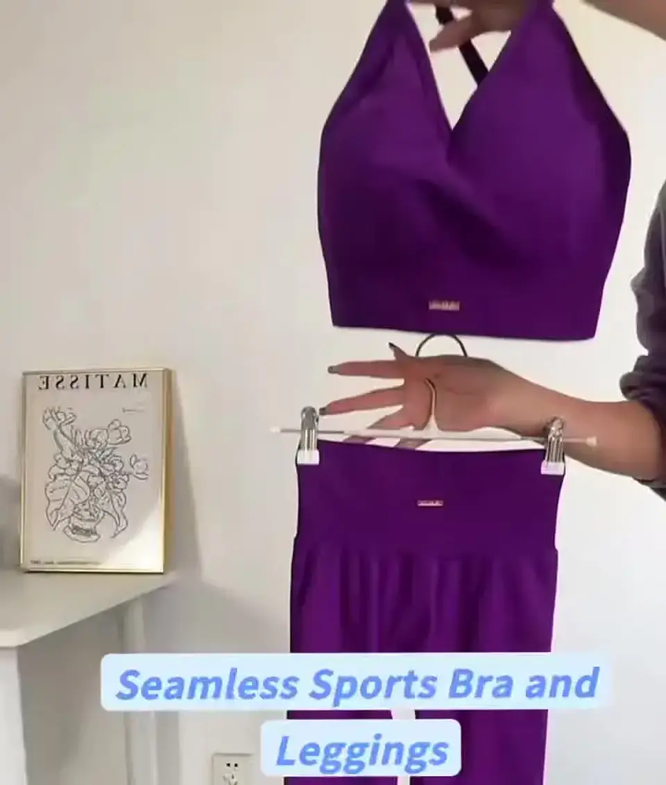 Conjunto de Exercício Feminino Cintura Alta com Efeito Levanta Bumbum, Cor Pêssego, à Prova de Impacto, para Yoga, Fitness, Corrida e Estilo 5