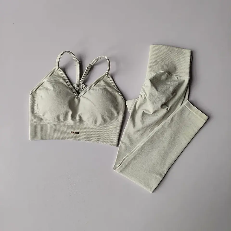 Conjunto de Exercício Feminino Cintura Alta com Efeito Levanta Bumbum, Cor Pêssego, à Prova de Impacto, para Yoga, Fitness, Corrida e Estilo 6
