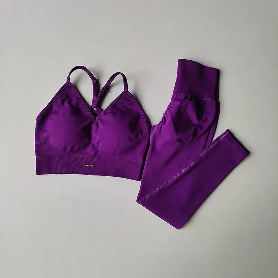 Conjunto de Exercício Feminino Cintura Alta com Efeito Levanta Bumbum, Cor Pêssego, à Prova de Impacto, para Yoga, Fitness, Corrida e Estilo 7