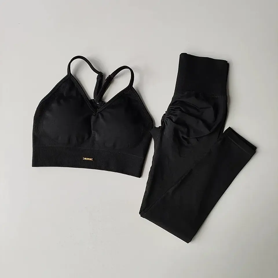 Conjunto de Exercício Feminino Cintura Alta com Efeito Levanta Bumbum, Cor Pêssego, à Prova de Impacto, para Yoga, Fitness, Corrida e Estilo 10