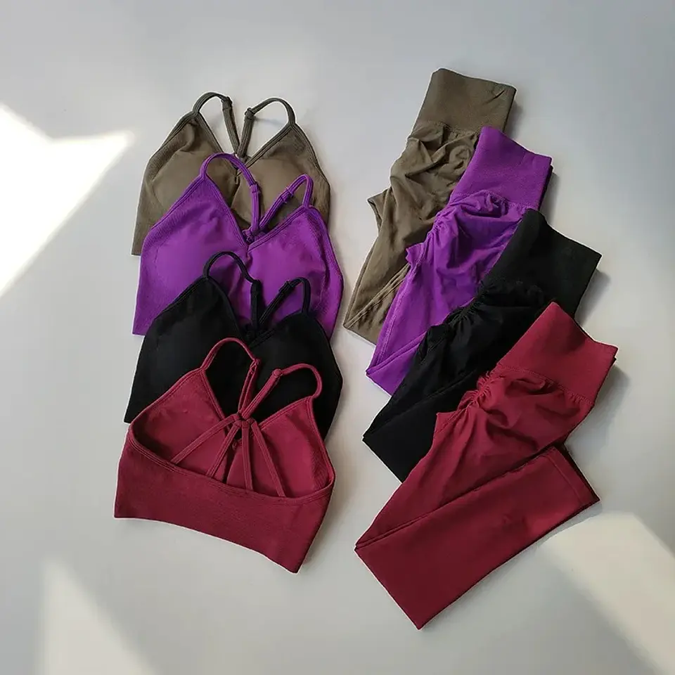Conjunto de Exercício Feminino Cintura Alta com Efeito Levanta Bumbum, Cor Pêssego, à Prova de Impacto, para Yoga, Fitness, Corrida e Estilo 12