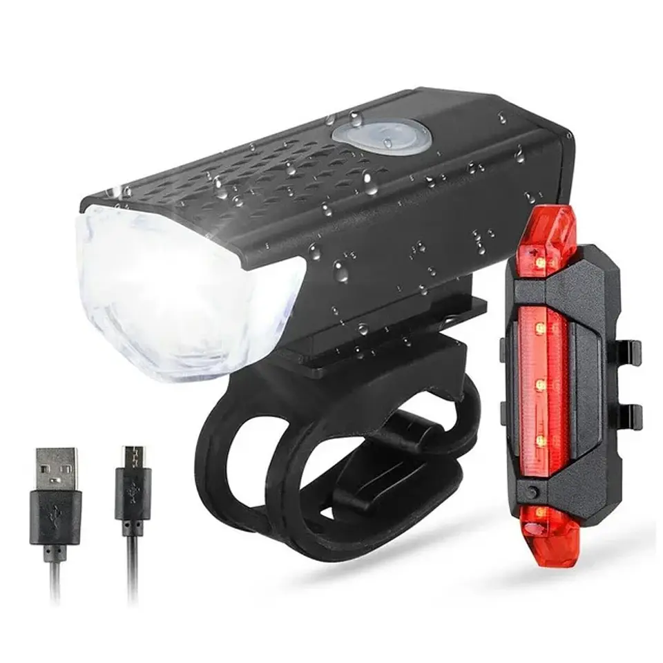 Conjunto de Luzes USB Recarregável | 3 Modos para Bicicleta  7