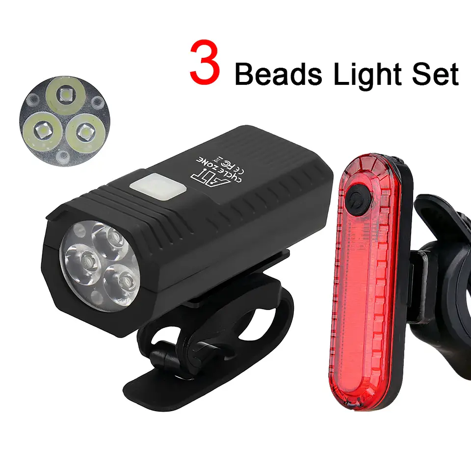 Conjunto de Luzes USB Recarregável | 3 Modos para Bicicleta  9