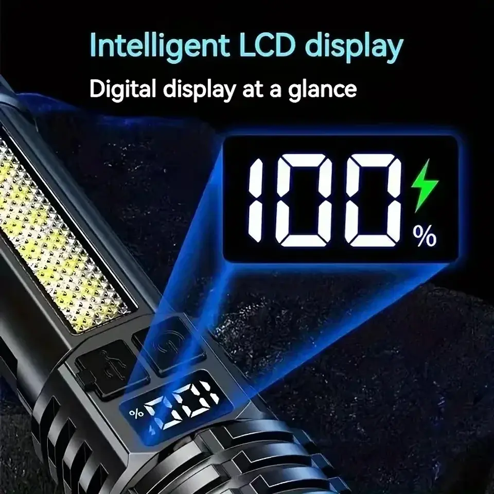 Lanterna LED COB de Alta Potência | Recarregável USB-C com Luz Lateral  2