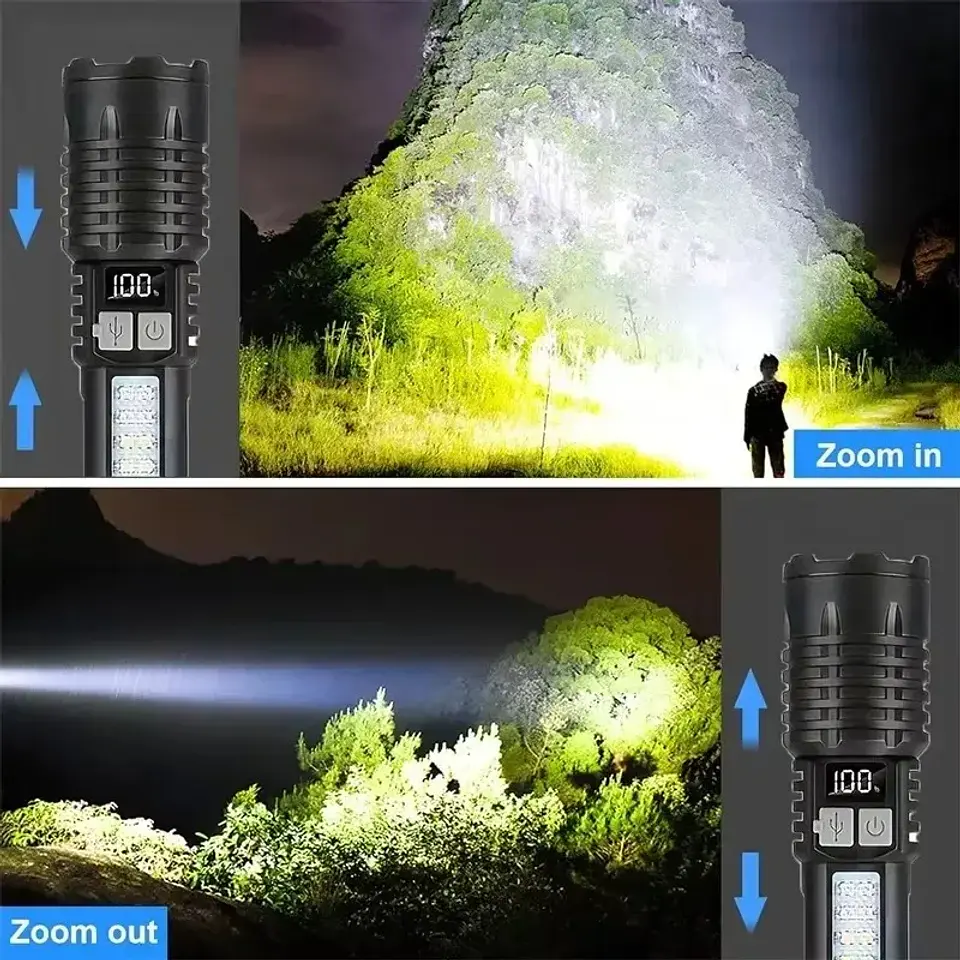 Lanterna LED COB de Alta Potência | Recarregável USB-C com Luz Lateral  3