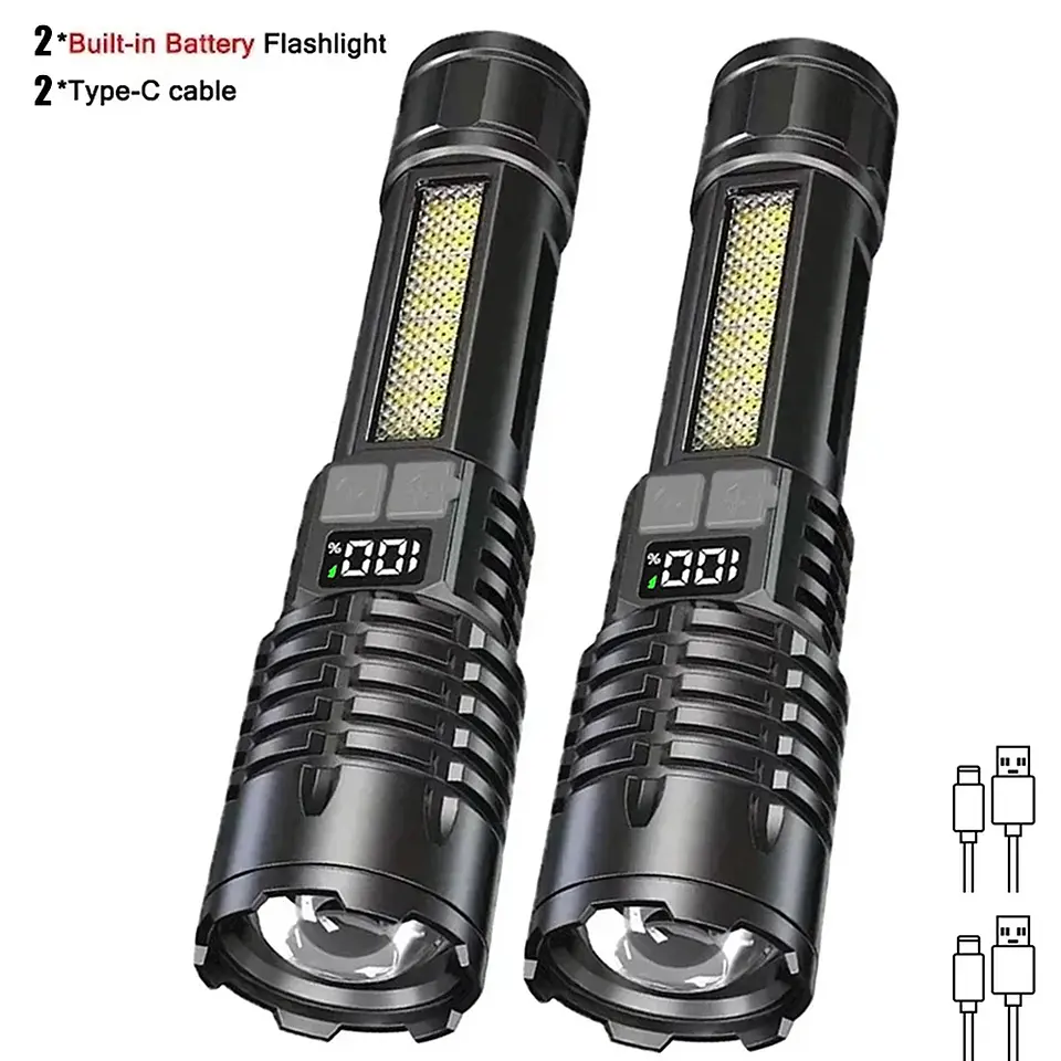 Lanterna LED COB de Alta Potência | Recarregável USB-C com Luz Lateral  8