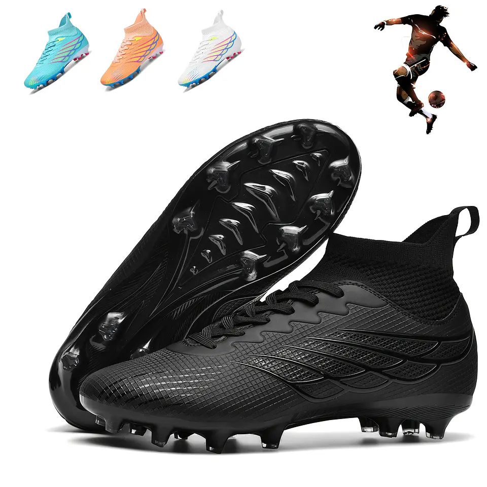 Botas de Futebol Masculinas de Alta Qualidade com Cabedal Sem Costura, Novos Tênis para Gramado Externo, Antiderrapantes, Resistentes ao Desgaste, Oferecem Super Aderência, Protege... 1