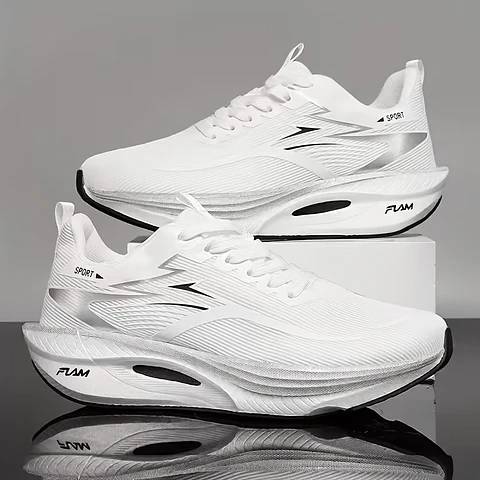 Ténis de Corrida Acolchoados para Homem e Mulher, Sola Grossa Leve, Flexíveis e Elásticos, Design Desportivo, Ajuste Contornado. Adequados para Uso Diário Casual, Treino de Fitness...