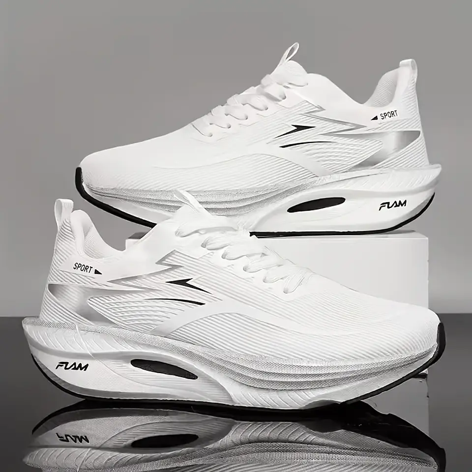 Ténis de Corrida Acolchoados para Homem e Mulher, Sola Grossa Leve, Flexíveis e Elásticos, Design Desportivo, Ajuste Contornado. Adequados para Uso Diário Casual, Treino de Fitness... 1