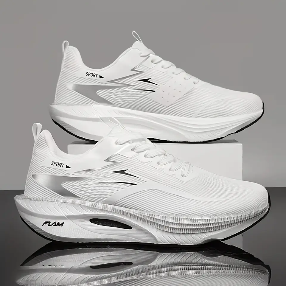 Ténis de Corrida Acolchoados para Homem e Mulher, Sola Grossa Leve, Flexíveis e Elásticos, Design Desportivo, Ajuste Contornado. Adequados para Uso Diário Casual, Treino de Fitness... 2