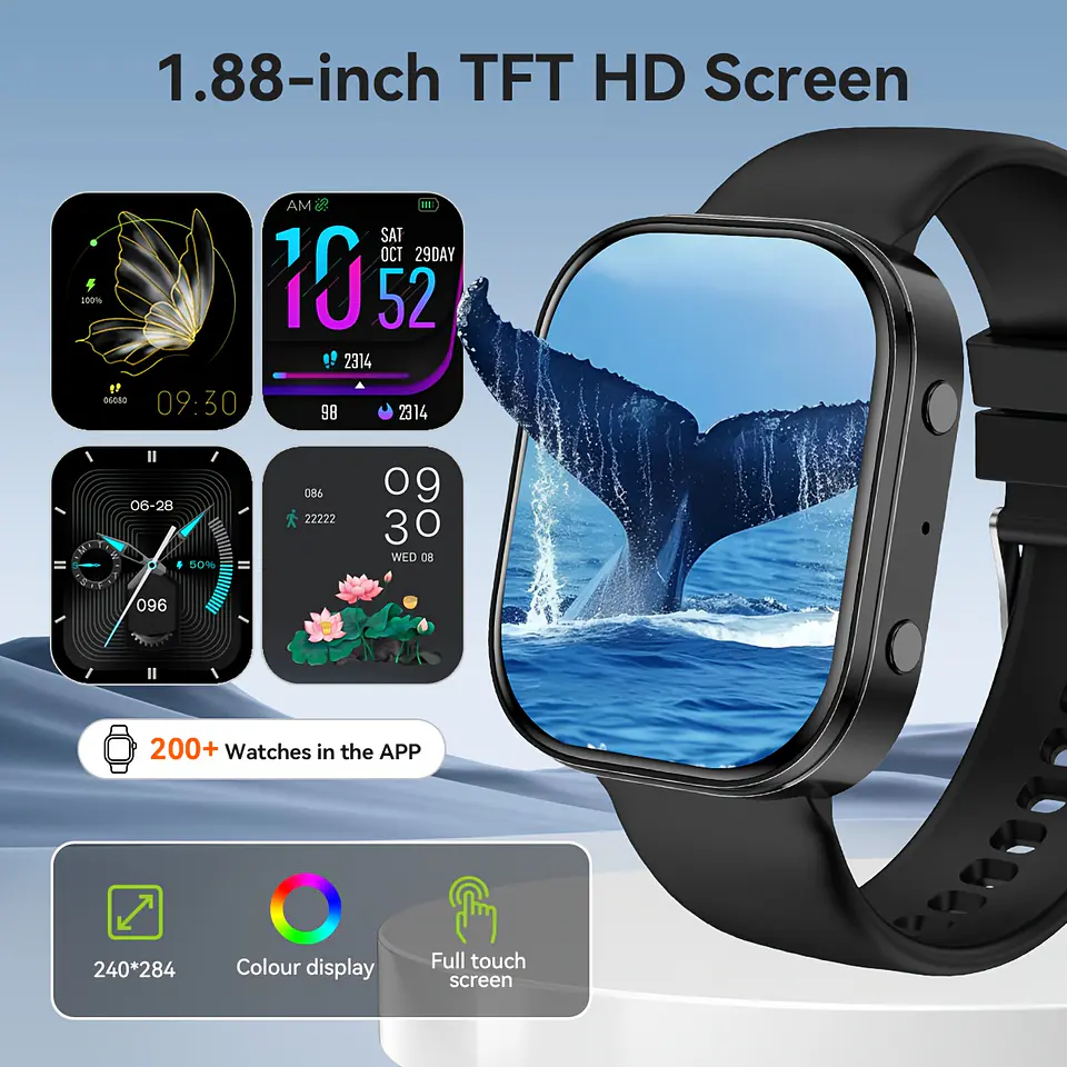 Smartwatch 2026 para Homem/Mulher, Ecrã Amoled HD de 4,78 cm, com Chamada e Resposta Sem Fios, Monitor de Atividade, Mostradores de Relógio, Passos, Calorias, IP68 6