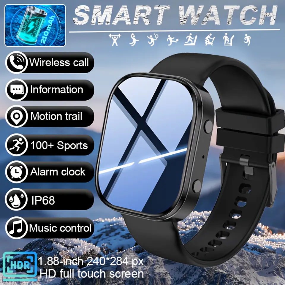 Smartwatch 2026 para Homem/Mulher, Ecrã Amoled HD de 4,78 cm, com Chamada e Resposta Sem Fios, Monitor de Atividade, Mostradores de Relógio, Passos, Calorias, IP68 7