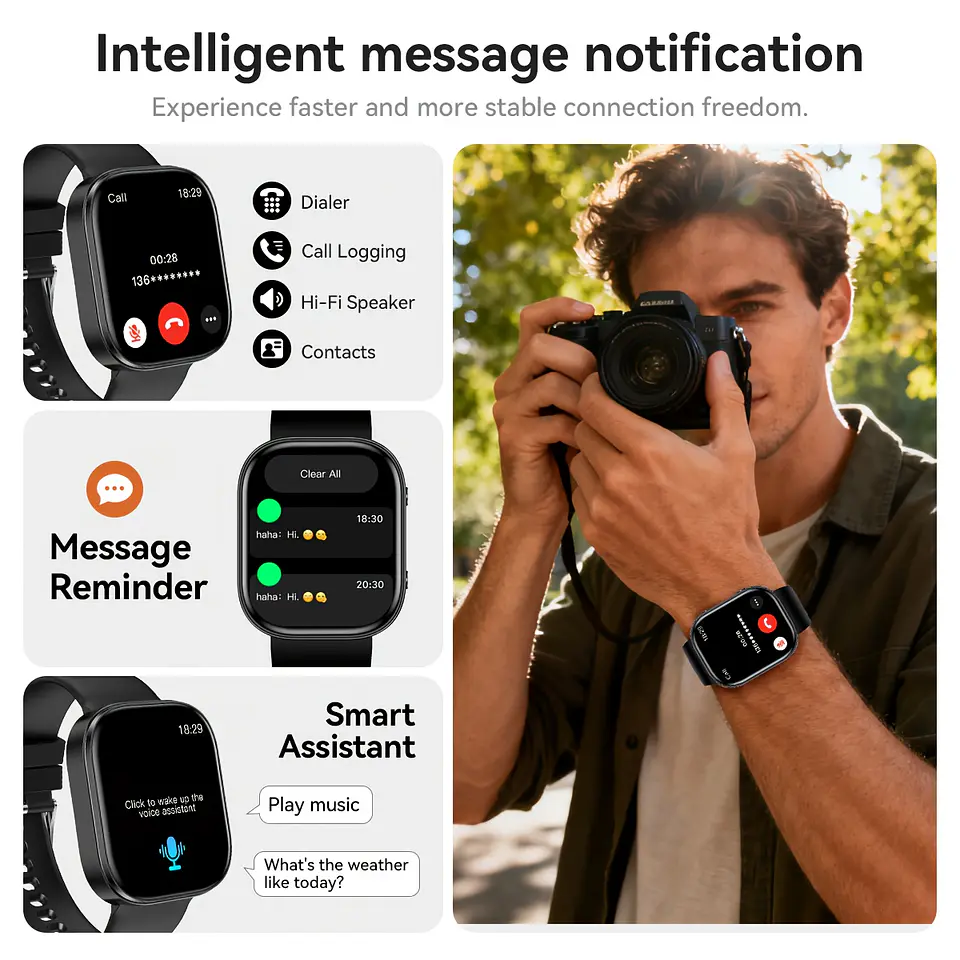 Smartwatch 2026 para Homem/Mulher, Ecrã Amoled HD de 4,78 cm, com Chamada e Resposta Sem Fios, Monitor de Atividade, Mostradores de Relógio, Passos, Calorias, IP68 11