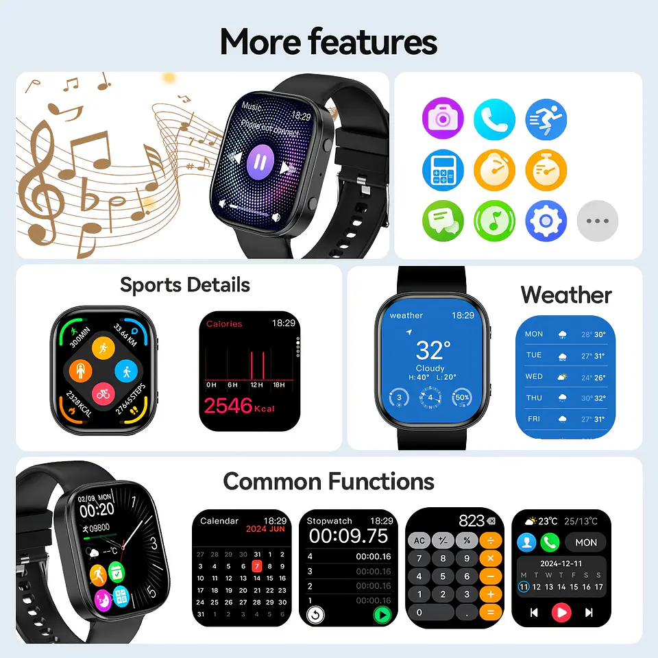 Smartwatch 2026 para Homem/Mulher, Ecrã Amoled HD de 4,78 cm, com Chamada e Resposta Sem Fios, Monitor de Atividade, Mostradores de Relógio, Passos, Calorias, IP68 12