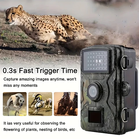 Câmera de Caça com Qualidade de Imagem 1080 FHD, Disparo de Grande Angular, Visão Noturna e Impermeabilidade IP66