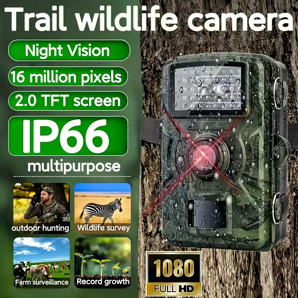 Câmera de Caça com Qualidade de Imagem 1080 FHD, Disparo de Grande Angular, Visão Noturna e Impermeabilidade IP66 2