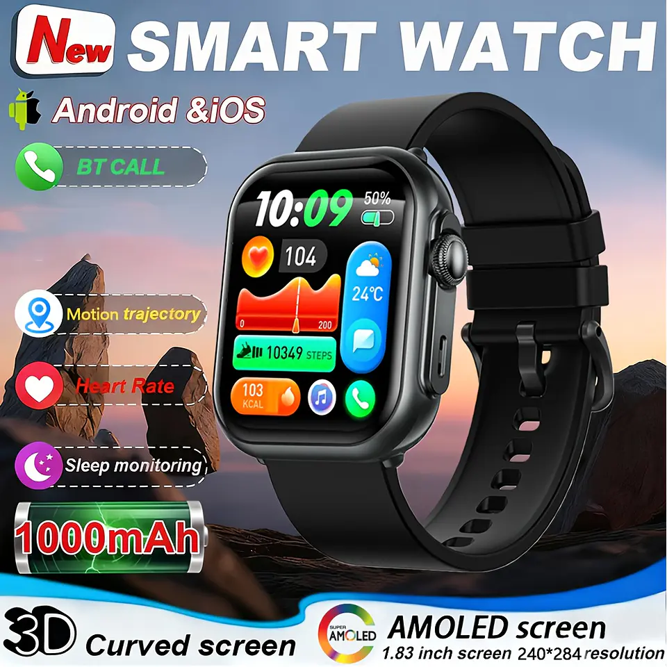 Relógio Inteligente para Homens e Mulheres: Compatível com iPhone e Android, com Chamadas BT, Monitorização do Sono, Resistência à Água IP68, Monitorização de Fitness com Mais de 1... 2