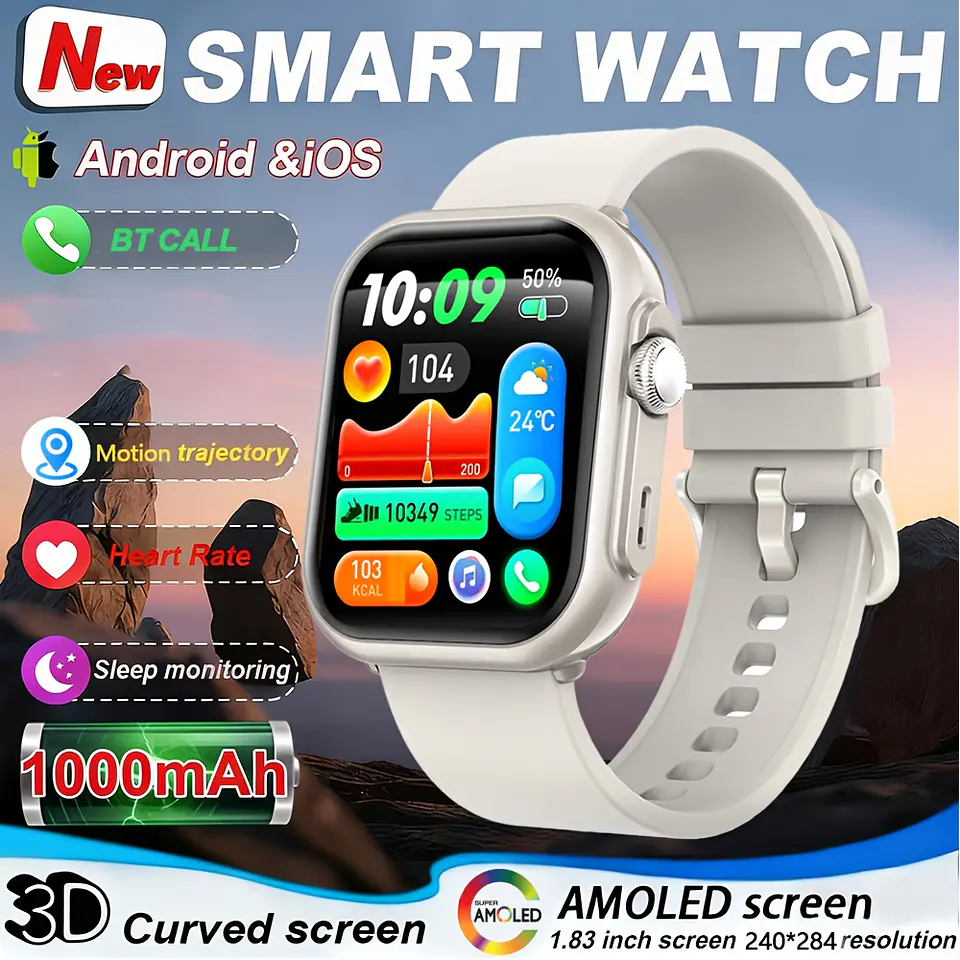 Relógio Inteligente para Homens e Mulheres: Compatível com iPhone e Android, com Chamadas BT, Monitorização do Sono, Resistência à Água IP68, Monitorização de Fitness com Mais de 1... 3