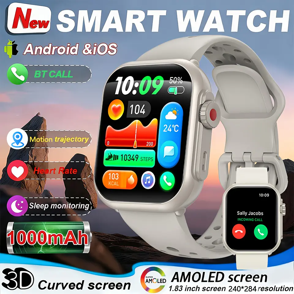 Relógio Inteligente para Homens e Mulheres: Compatível com iPhone e Android, com Chamadas BT, Monitorização do Sono, Resistência à Água IP68, Monitorização de Fitness com Mais de 1... 4