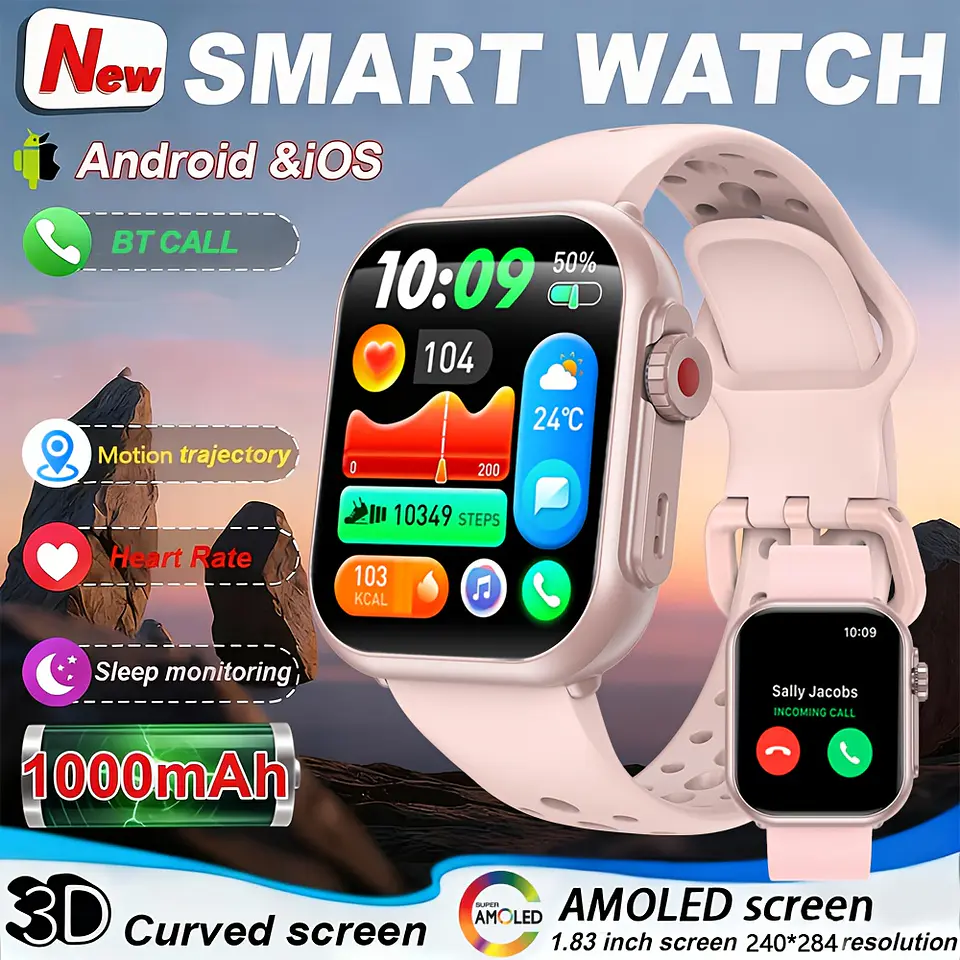 Relógio Inteligente para Homens e Mulheres: Compatível com iPhone e Android, com Chamadas BT, Monitorização do Sono, Resistência à Água IP68, Monitorização de Fitness com Mais de 1... 5