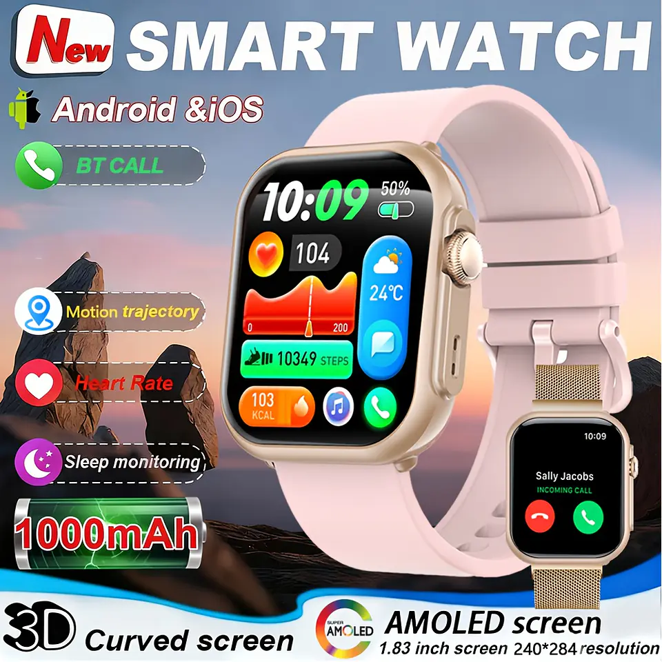 Relógio Inteligente para Homens e Mulheres: Compatível com iPhone e Android, com Chamadas BT, Monitorização do Sono, Resistência à Água IP68, Monitorização de Fitness com Mais de 1... 8
