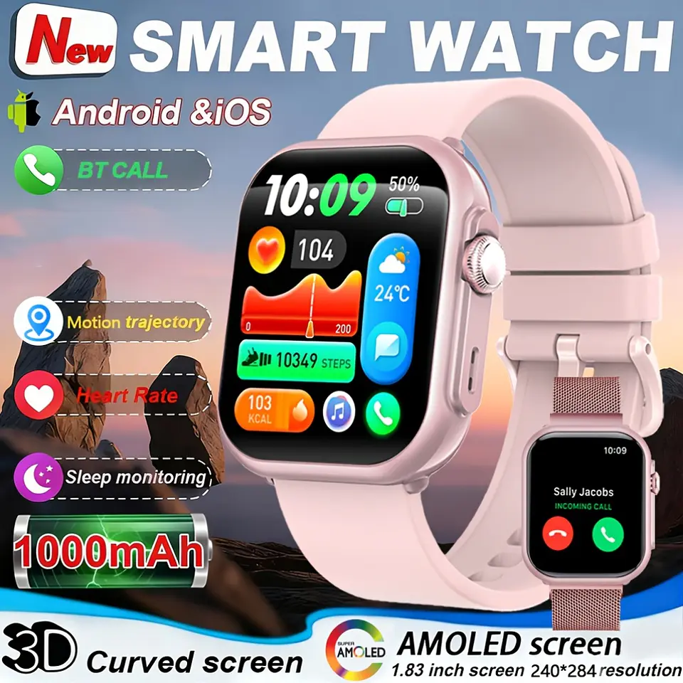 Relógio Inteligente para Homens e Mulheres: Compatível com iPhone e Android, com Chamadas BT, Monitorização do Sono, Resistência à Água IP68, Monitorização de Fitness com Mais de 1... 10